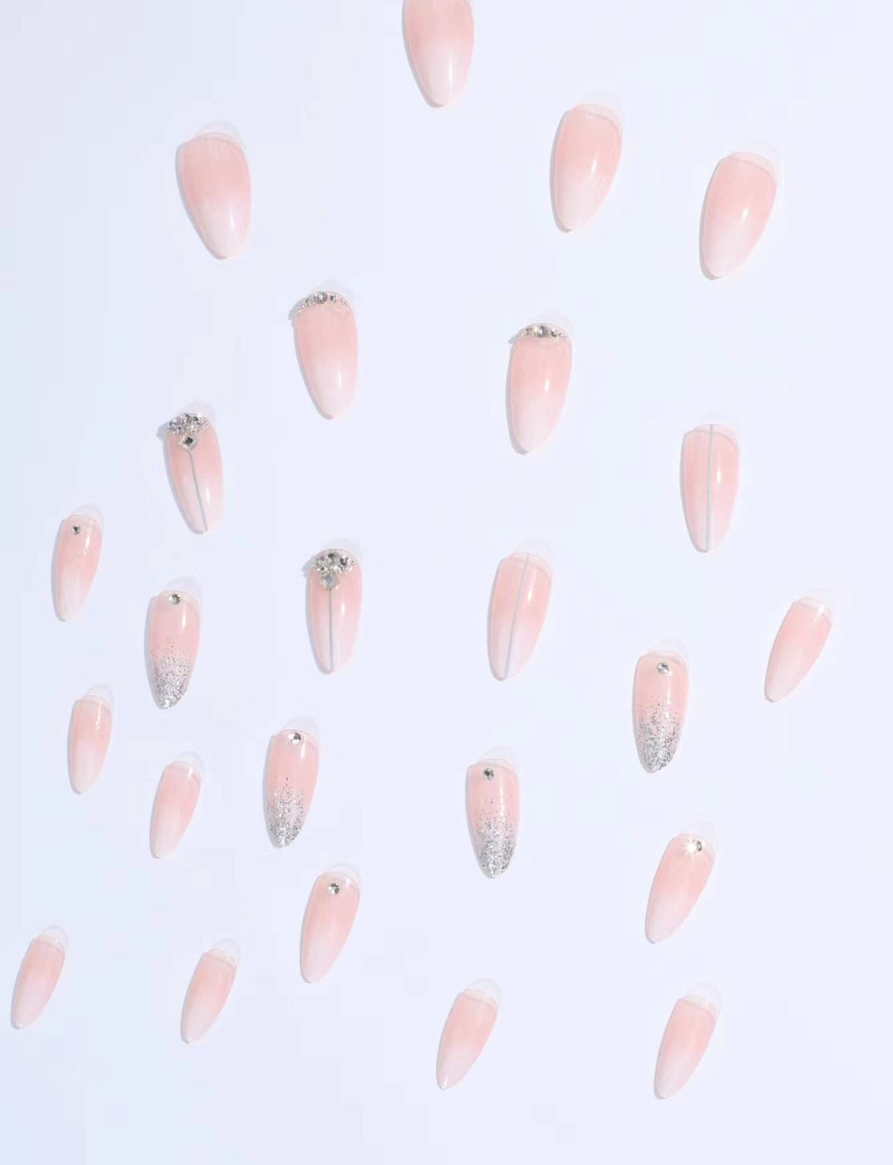 24pcs Almond-Shaped Fake Nails Set – INS Style Glossy Press-On Nails with Manicure Tools