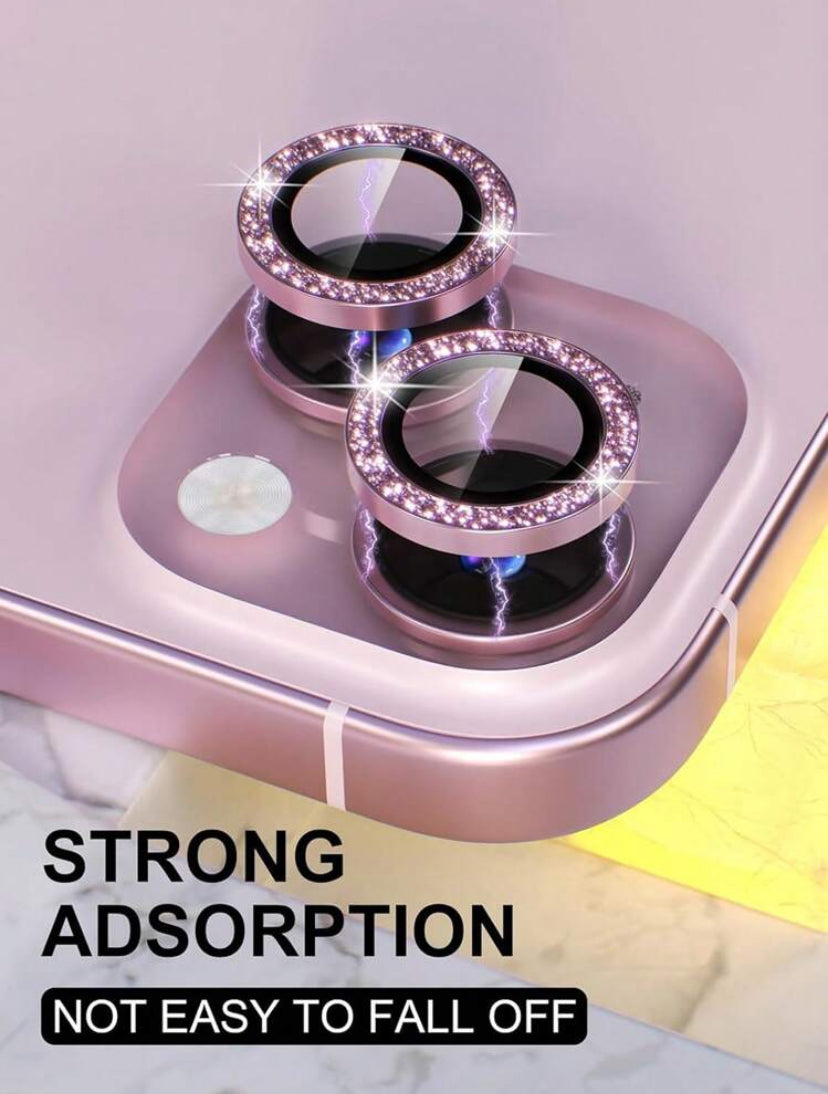 1 Pack Rhinestone Lens Film – Sparkling Lens Cover & Protector Ring for Camera Lens Decoration and Protection (iPhone 13)