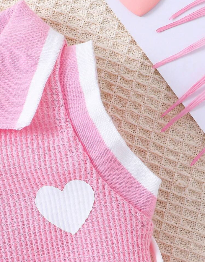 SHEIN Baby Girl Sleeveless Heart Pattern Tank Dress & Matching Bag – Cute & Elegant Summer Outfit