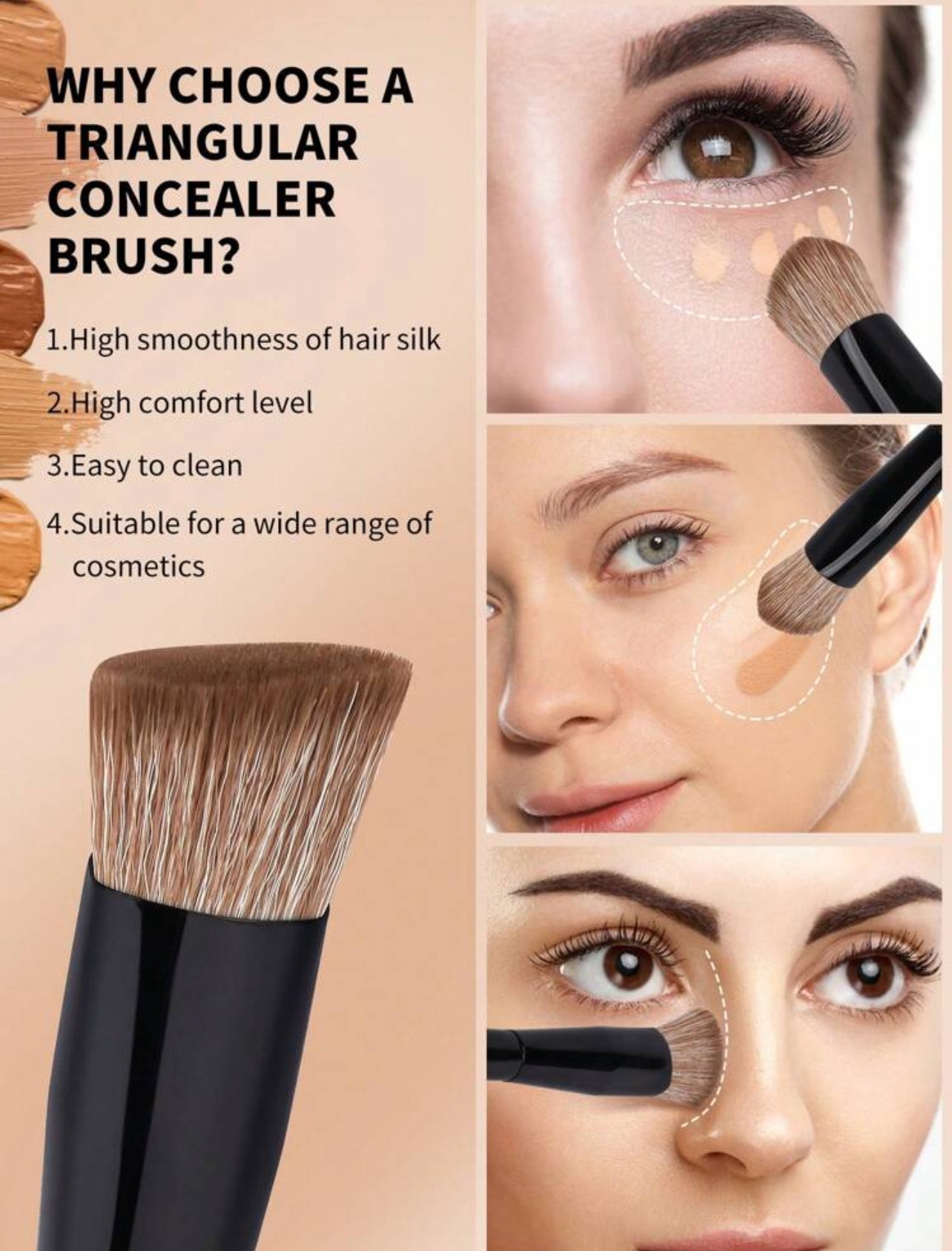 MAANGE Triangle Makeup Brush – Portable Foundation & Face Contour Tool - MK4119