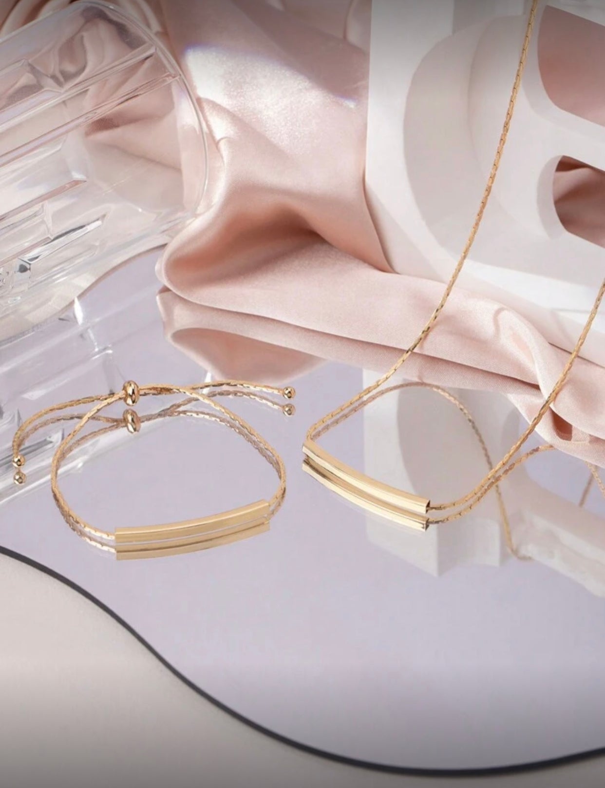 Simple Geometric Copper Necklace & Bracelet Set – Minimalist Jewelry