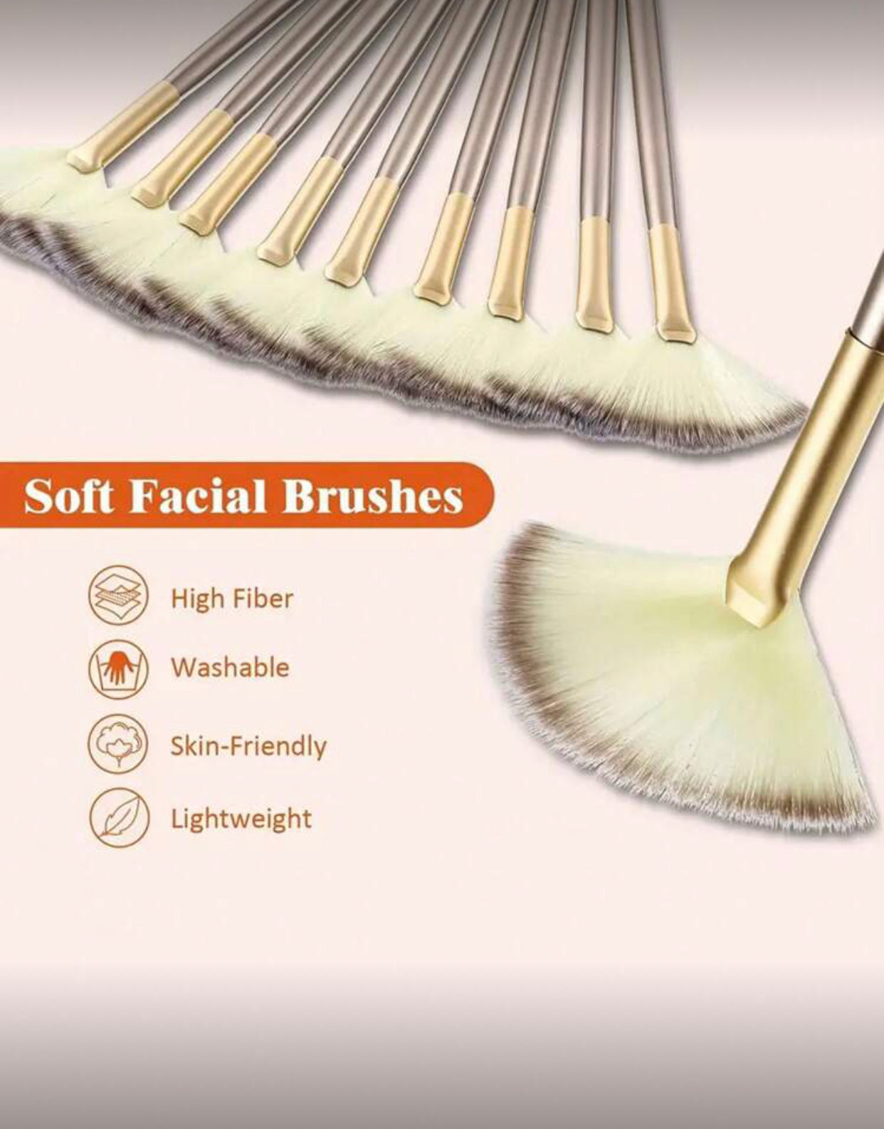 SHEIN 3-Piece Fan Face Brush Set – Soft Applicator Brushes for Masks, Peels, Creams & Highlighter