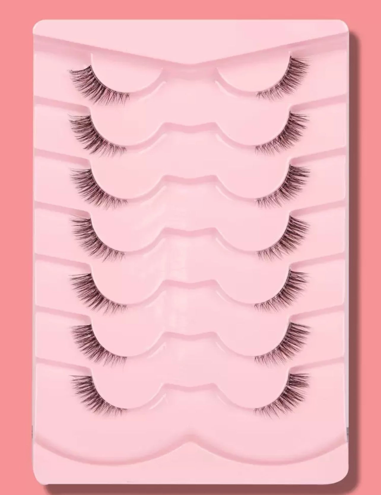 Himirell 7 Pairs Natural Crossed Cat-Eye False Eyelashes – Clear Band, Lightweight Daily Glam - MK4133