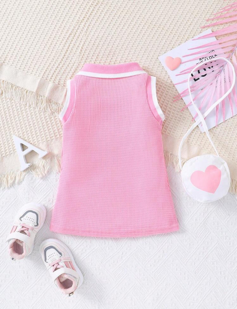 SHEIN Baby Girl Sleeveless Heart Pattern Tank Dress & Matching Bag – Cute & Elegant Summer Outfit