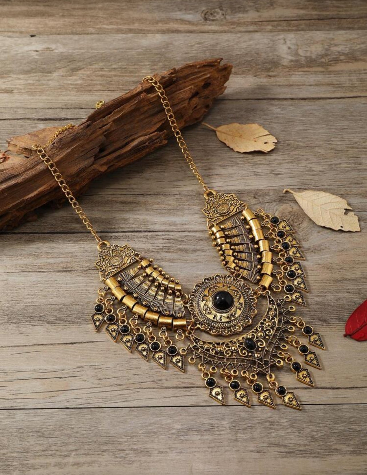Geometric Pendant Necklace with Tassel