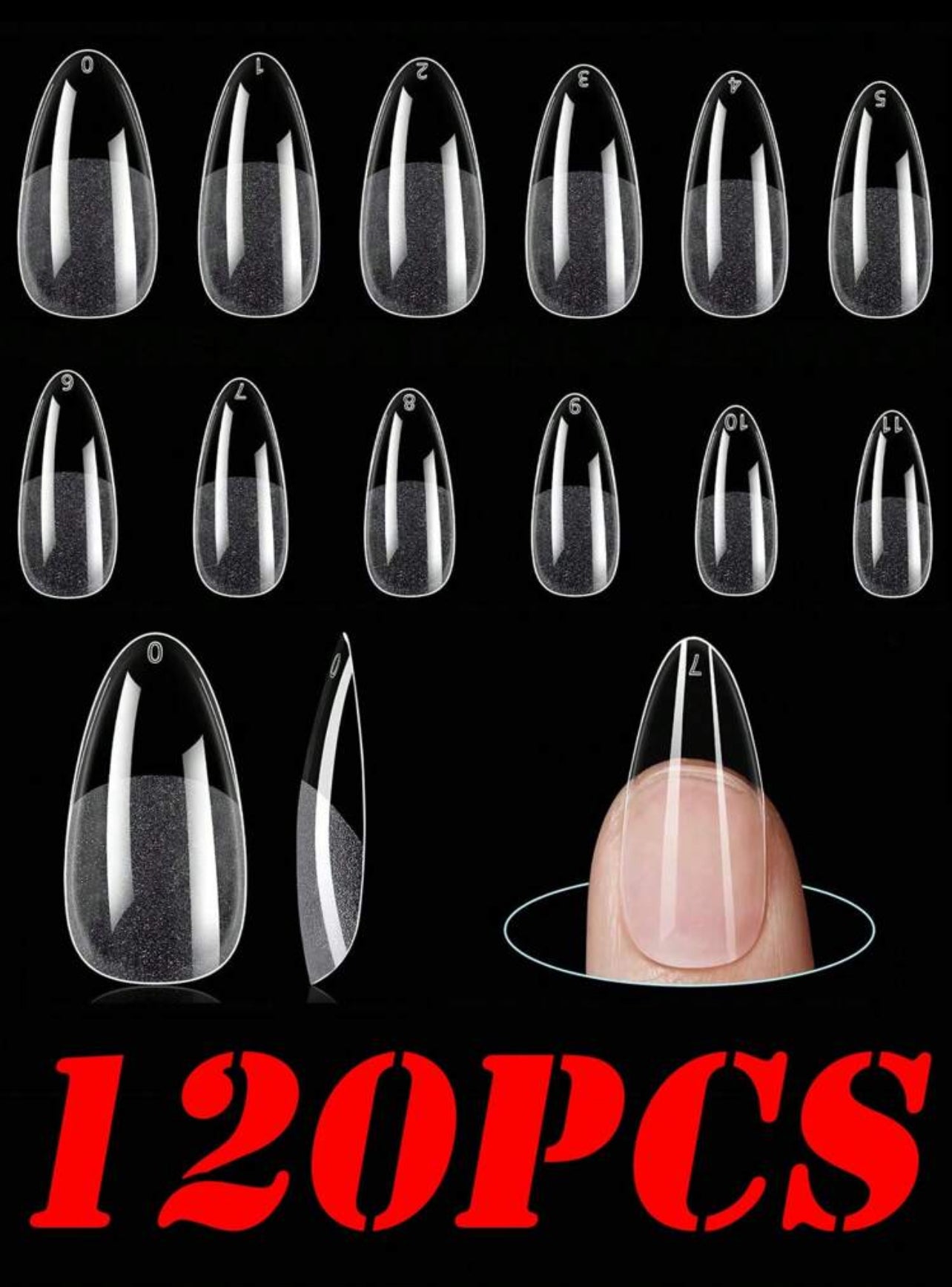 Soft Almond Press-On Nails Set – 240pcs + 120pcs | 12 Sizes | Semi-Matte Reusable Gel Acrylic Tips - DI6075
