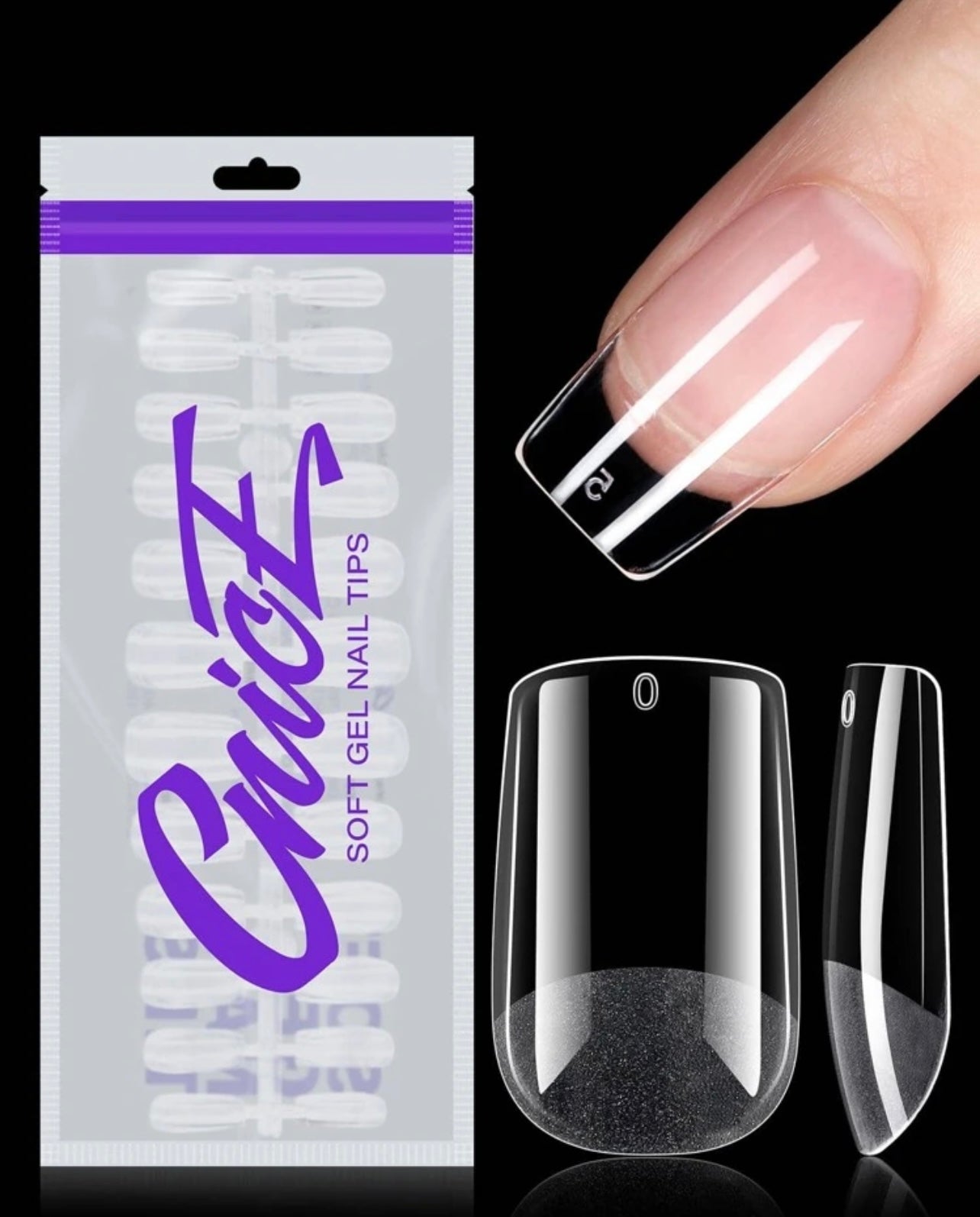 192pcs False Nail Tips Set β Coffin, Almond & Square | 12 Sizes | Clear Press-On Nails for DIY Extensions - DI6065