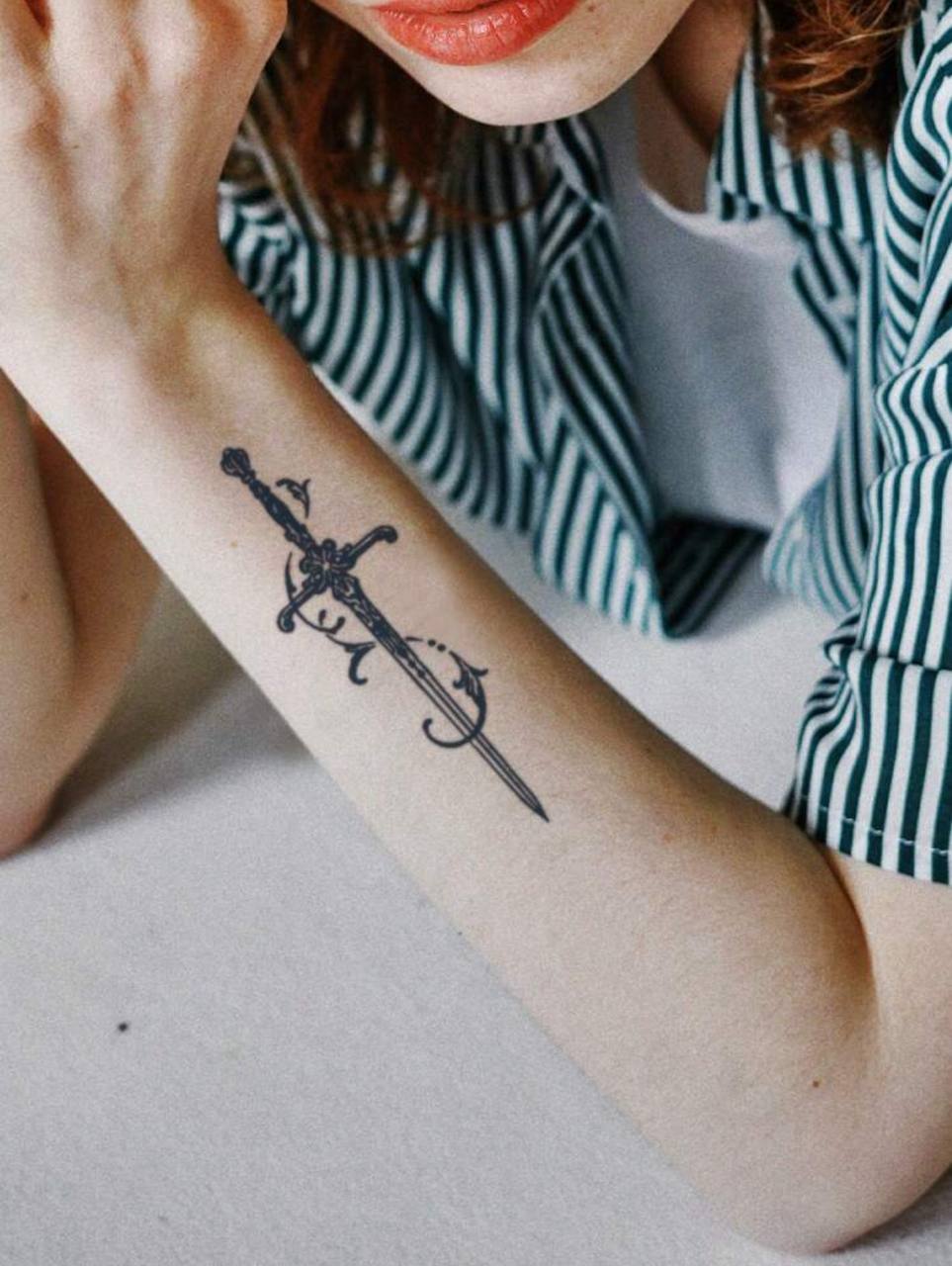 1pc Waterproof PVC Cool Sword Design Temporary Tattoo Sticker