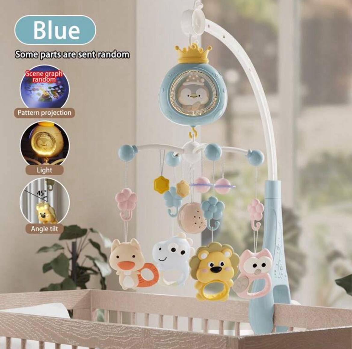 Cartoon Penguin Electric Rotating Musical Baby Crib Mobile with Lights – Christmas Gift