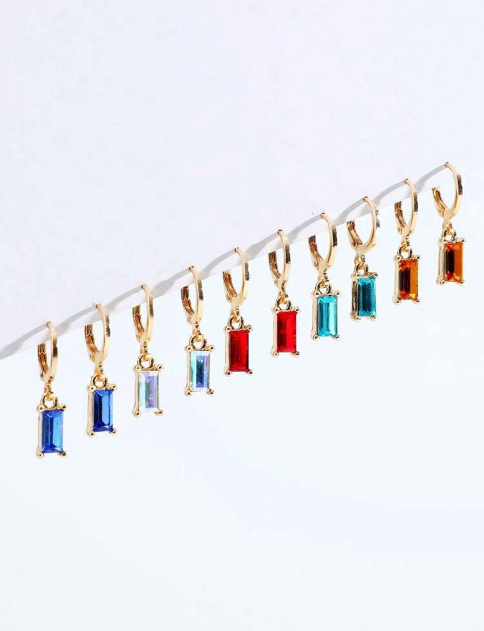 8pcs Simple Geometric Glass Earring Set