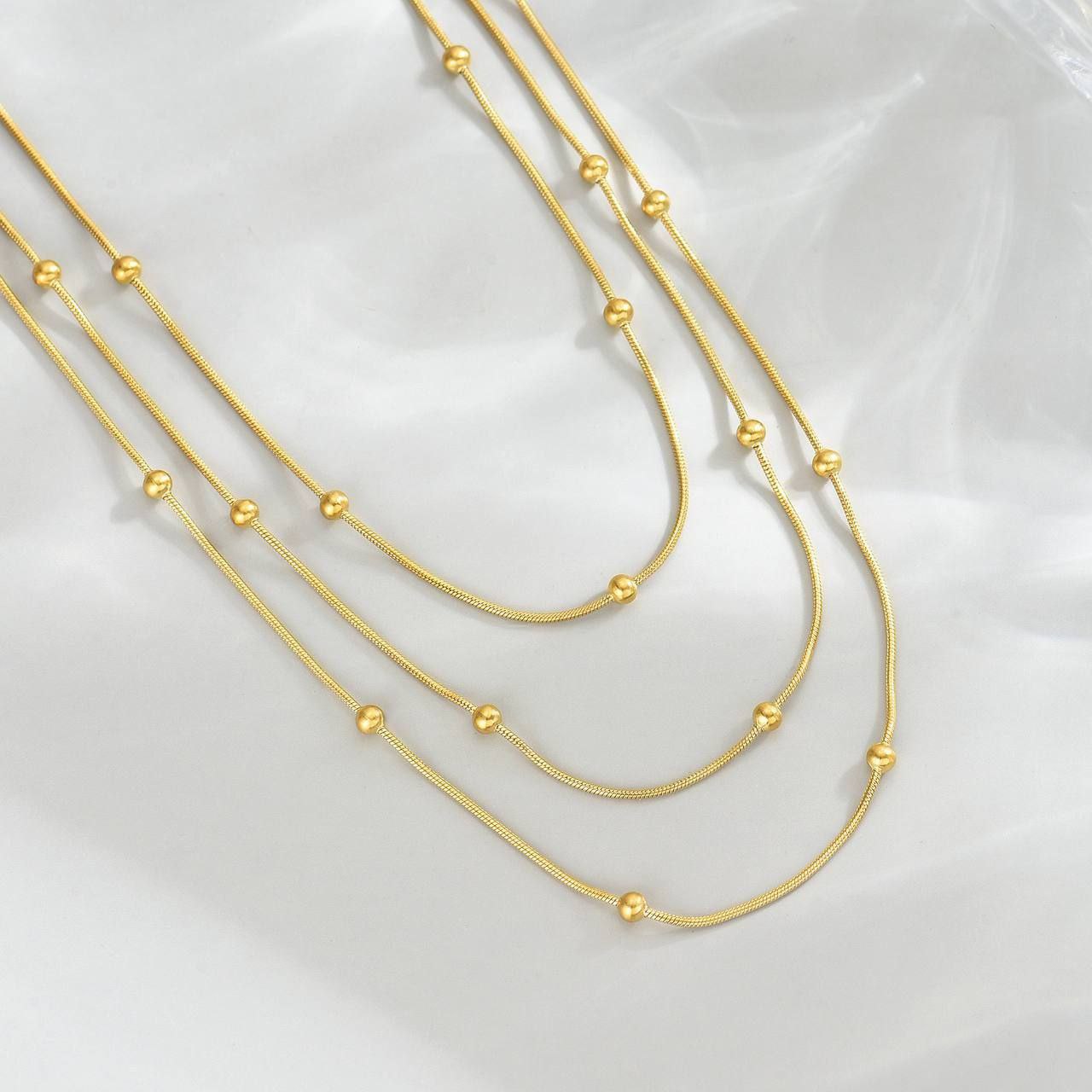 Triple Layer Gold Stainless Necklace S 1