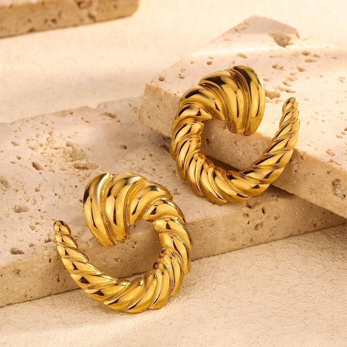 Gold Heart Stainless Steel Earrings