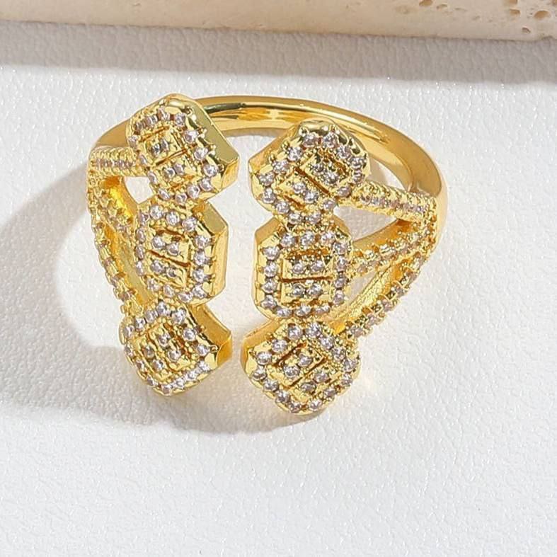 Gold Plated Zircon Ring – Free Size S1