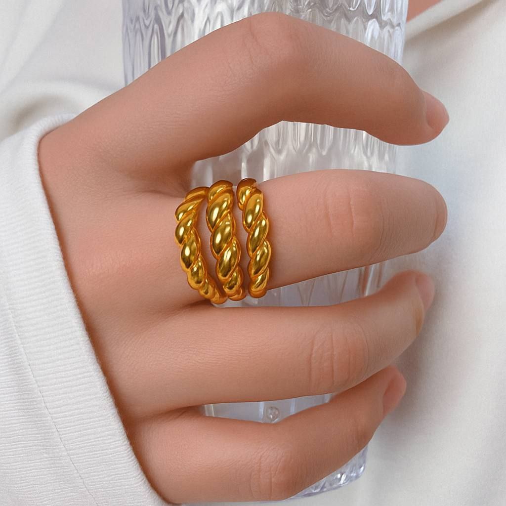 Pure 316 Stainless Steel Ring – Heavy Quality, Real Gold Plated S1