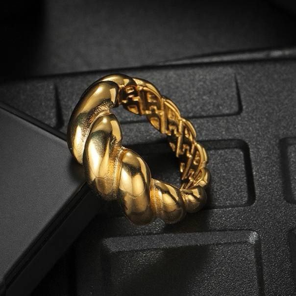 Pure 316 Stainless Steel Ring – Heavy Quality, Real Gold Plated S1