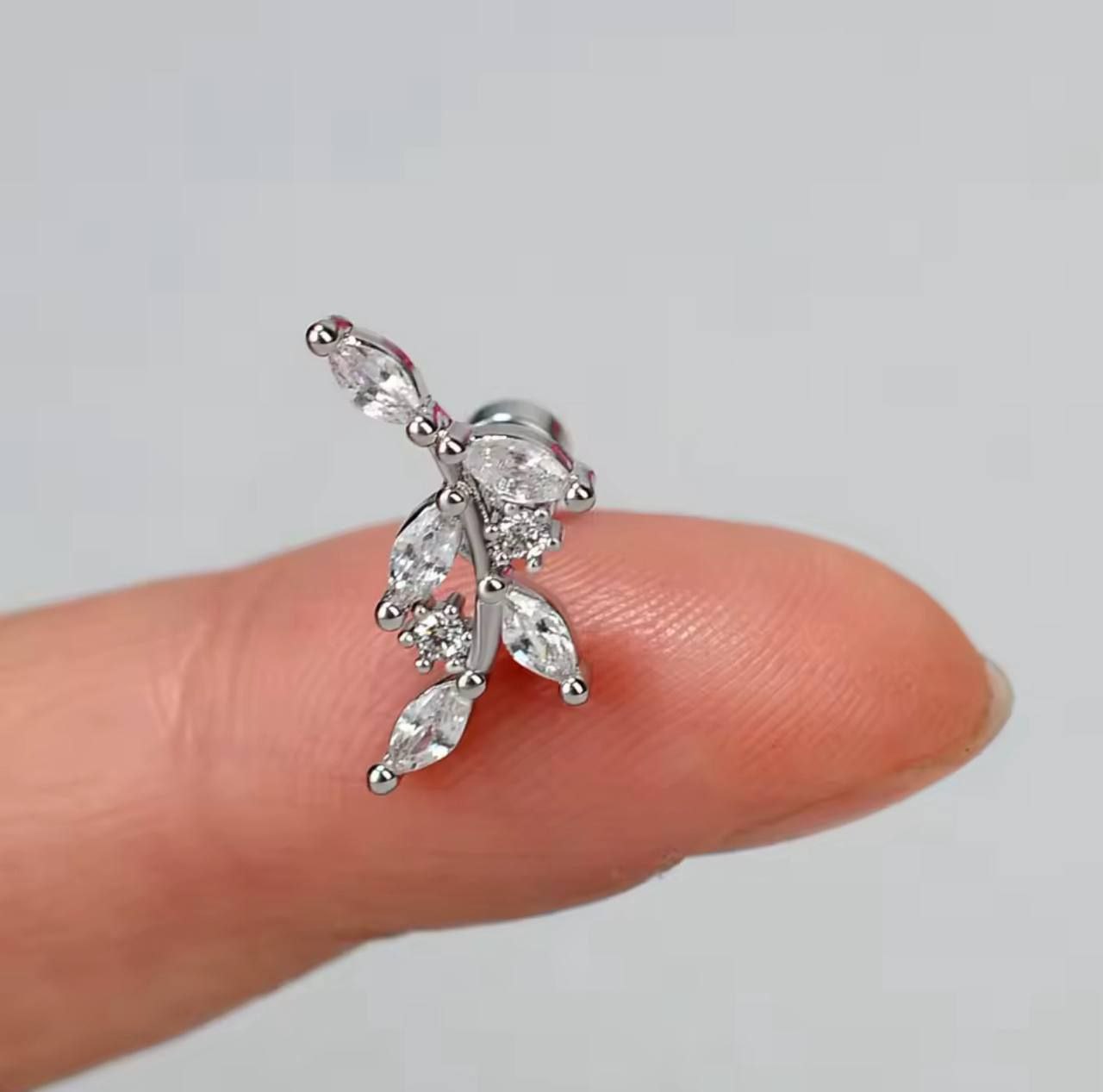 Bar Back Piercing – Pure 316 Stainless Steel with Zircon Stones S1