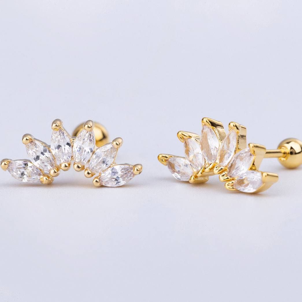 Bar Back Piercing – Pure 316 Stainless Steel with Zircon Stones S1