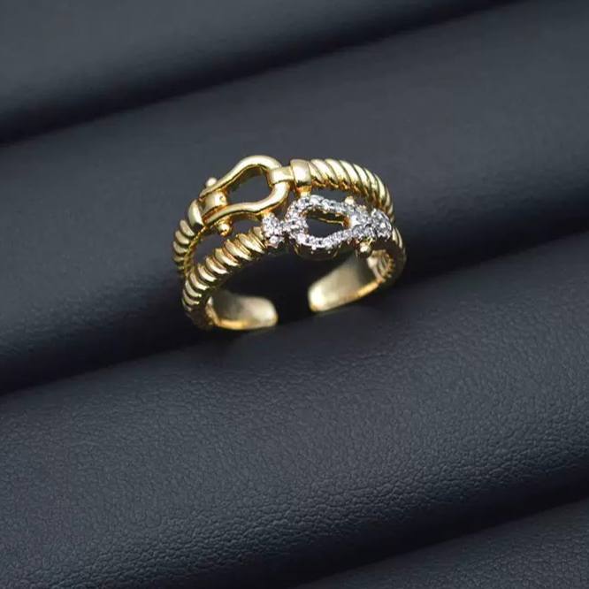 Gold Plated Zircon Ring – Free Size S1