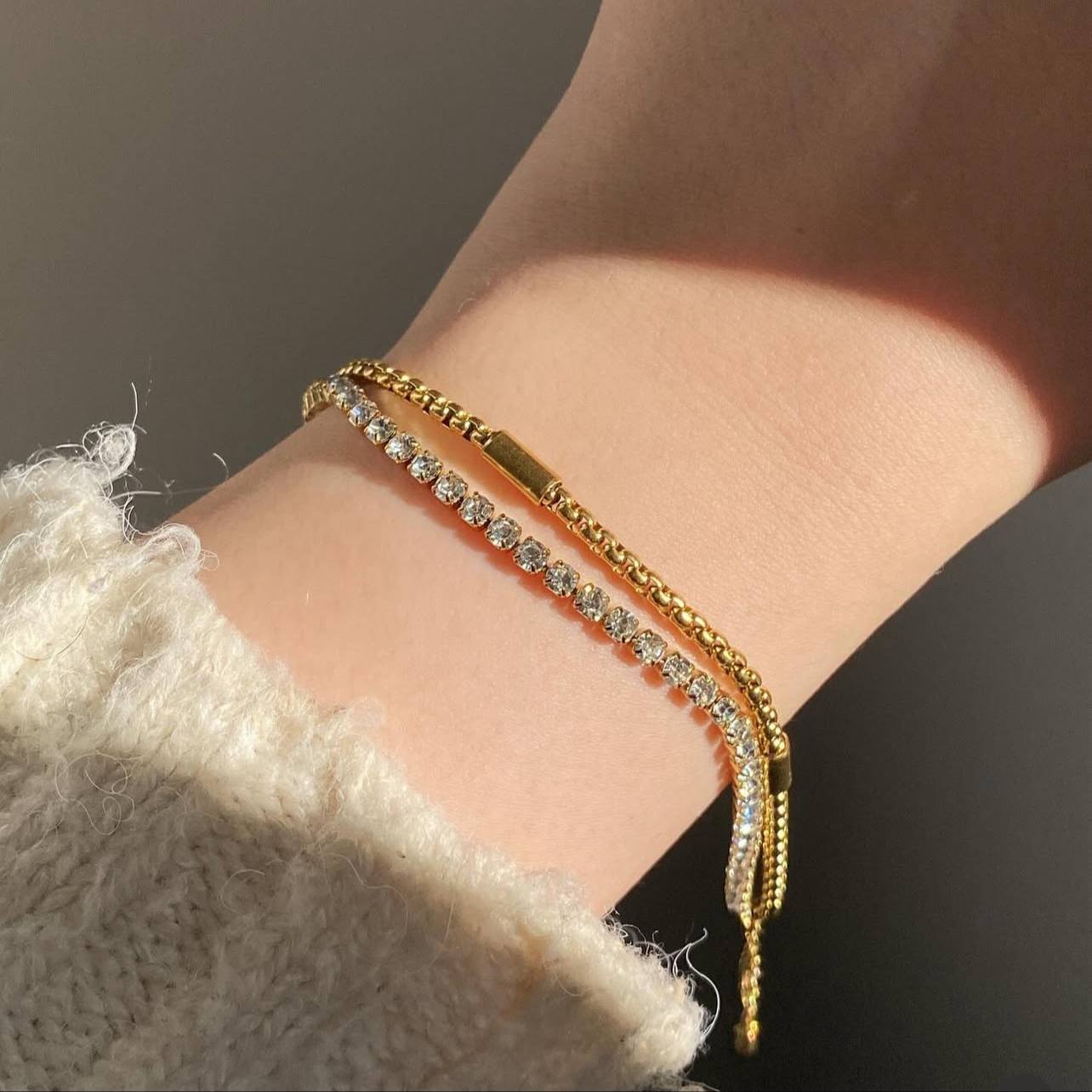 2-Layer Bracelet – Pure 316 Stainless Steel (Tennis Layer + Plain Layer) S1