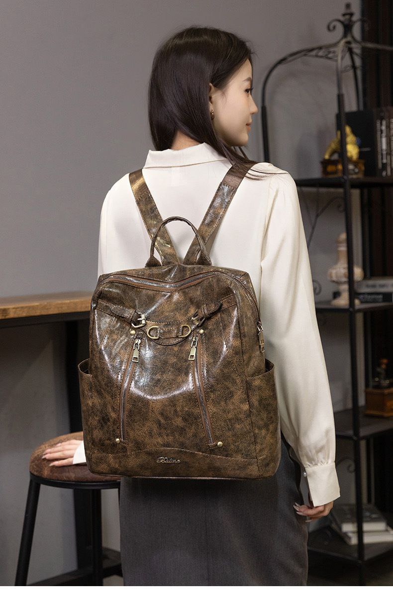 “Classy” Backpack & Shoulder Bag – Premium Leather S1 (Code: 1665)
