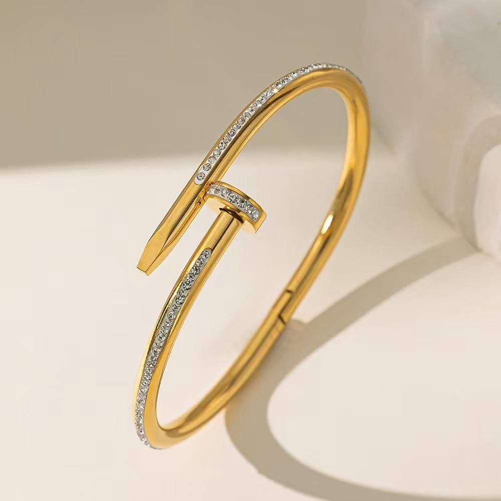 Cartier-Inspired Stainless Steel Nail Bangle 316L – Size 18 S1