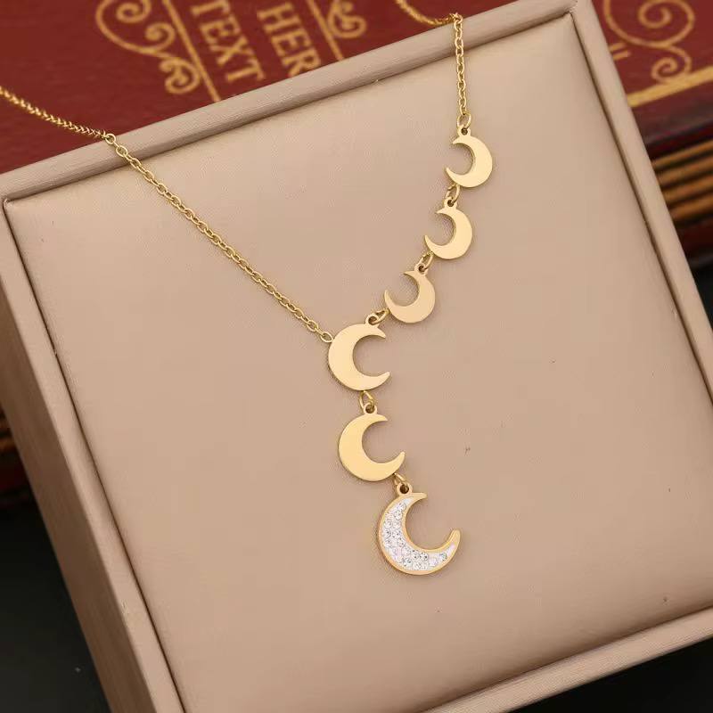 Pure 316L Stainless Steel Crescent Necklace S1