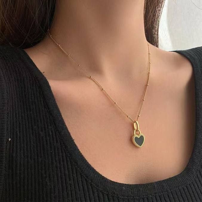 Double-Face 316L Pure Stainless Steel Necklace – White & Black S1