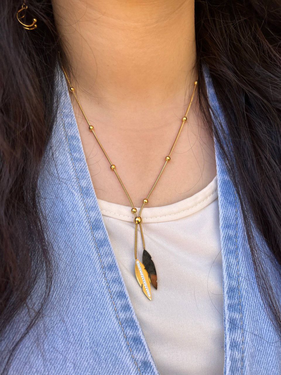 Stainless Steel Necklace with Elegant Beads S1