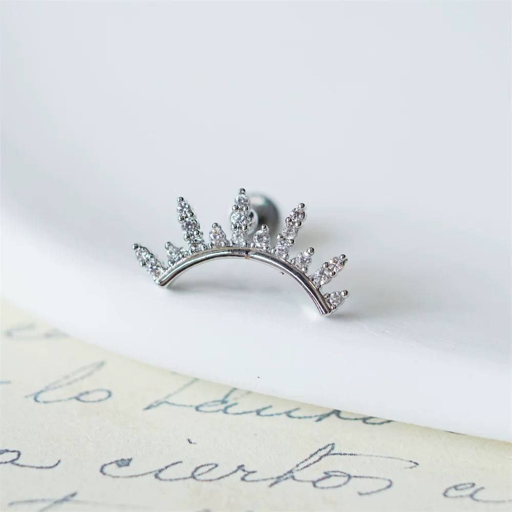 Stainless Steel Barbell Piercing with Zircon Stones S1