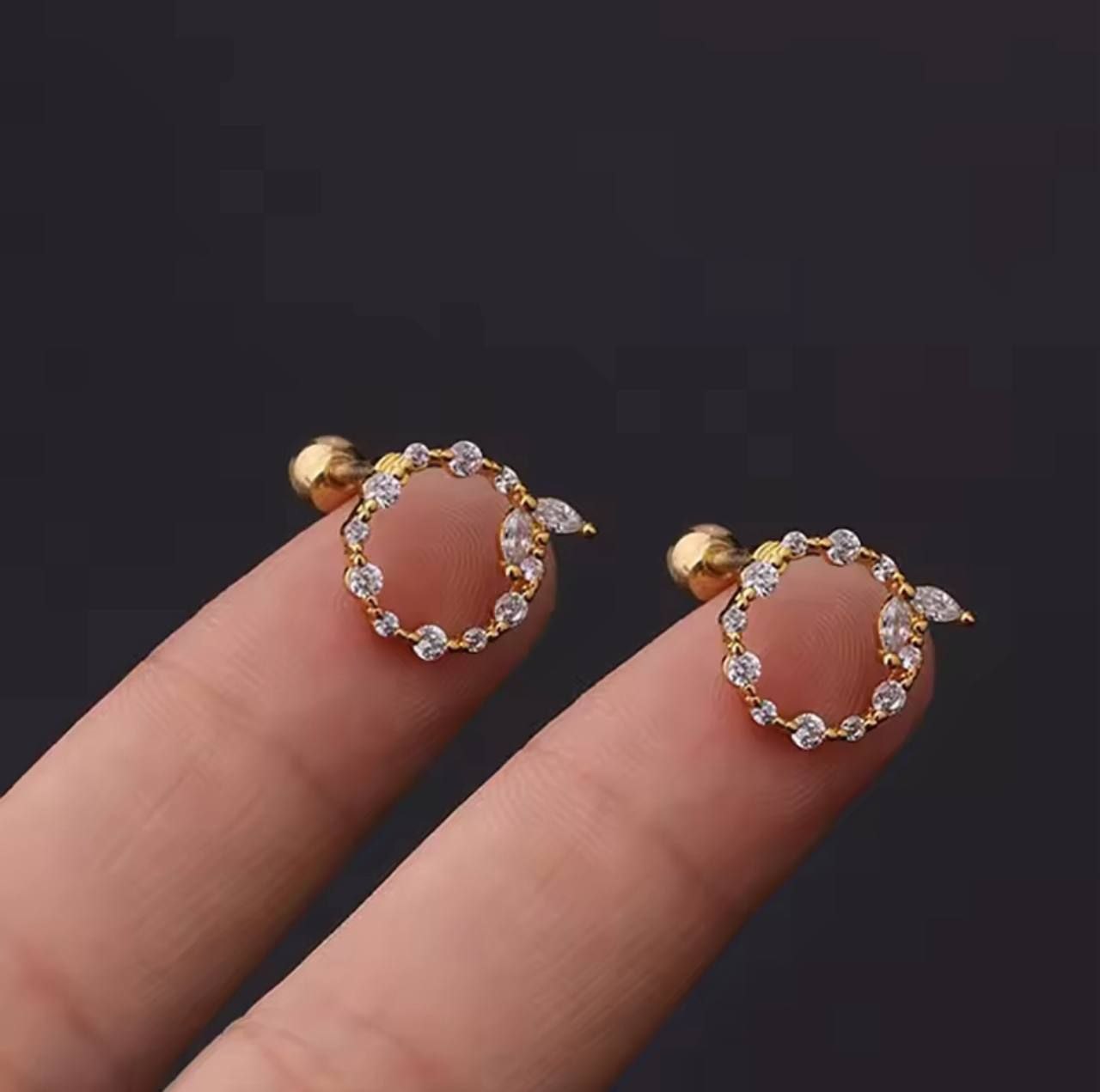 Stainless Steel Barbell Piercing with Zircon Stones S1