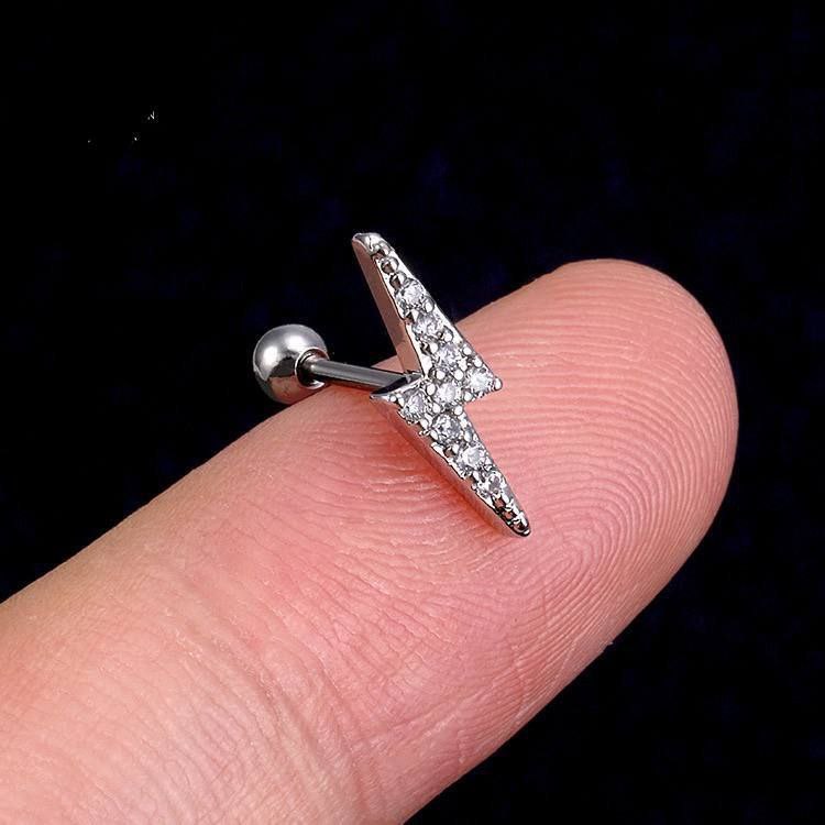 Stainless Steel Barbell Piercing with Zircon Stones S1