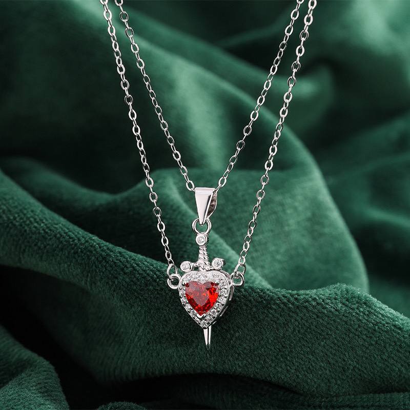 Pure 316 Stainless Steel Cable Necklace with Zircon Pendant Duo S1