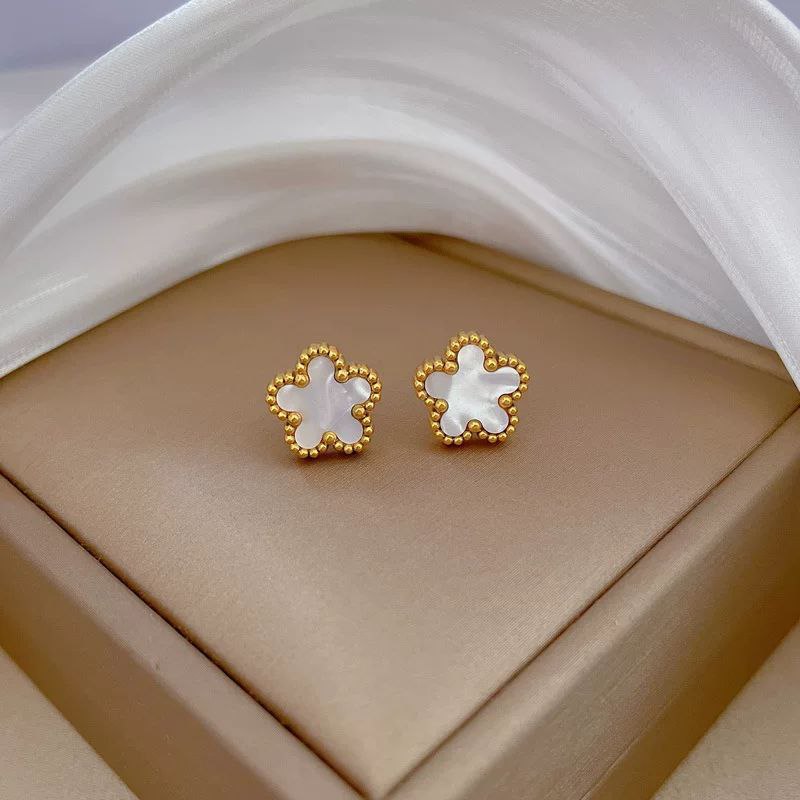 Pure 316 Stainless Steel Five-Petal Flower Earrings S1