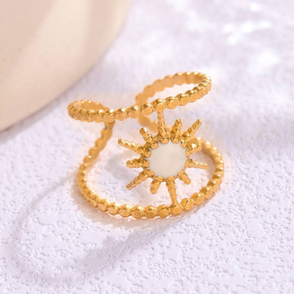 Black and White Enamel 316 Stainless Steel Ring S1