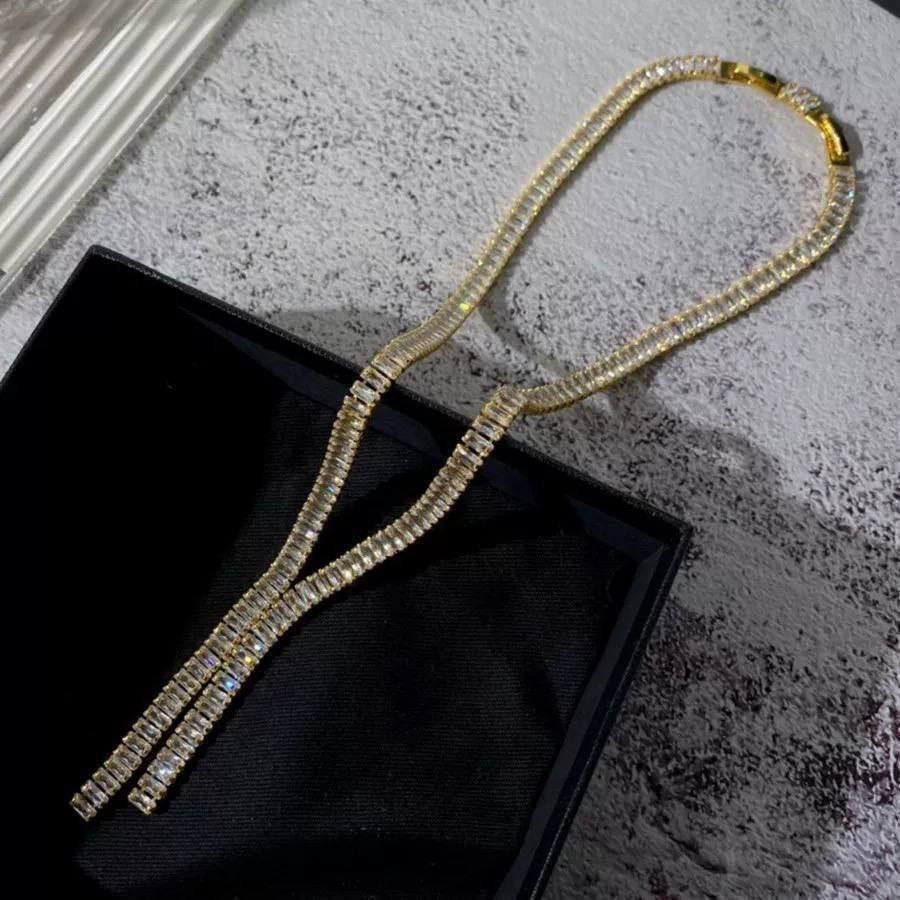 Baguette Necklace – Gold-Plated with Zircon Stones S1