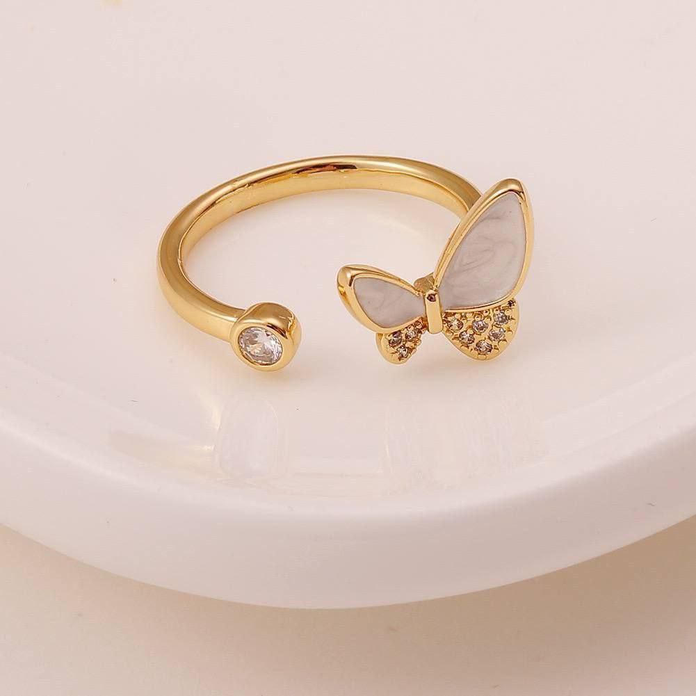 Gold Plated Free Size Ring with Zircon Stones S1