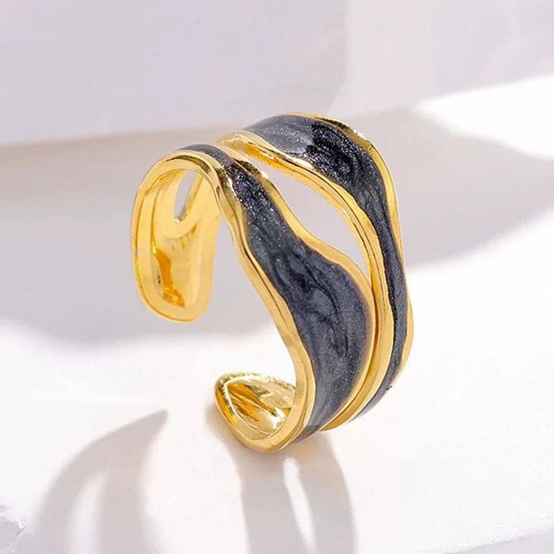Pure 316 Stainless Steel Enamel Ring – Black and White S1