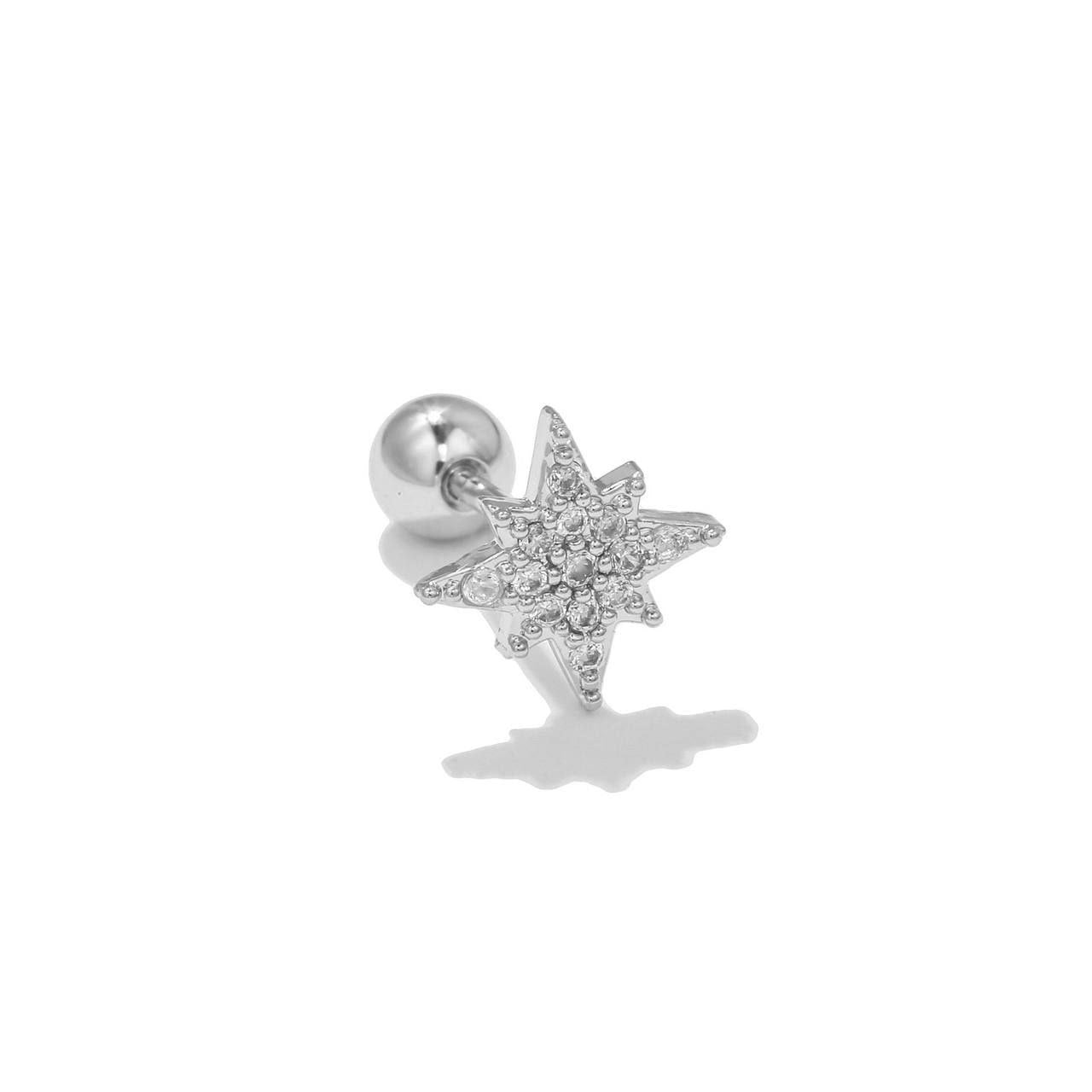 Ball Back Piercing Stainless Steel 316 Bar with Zircon Stones S1