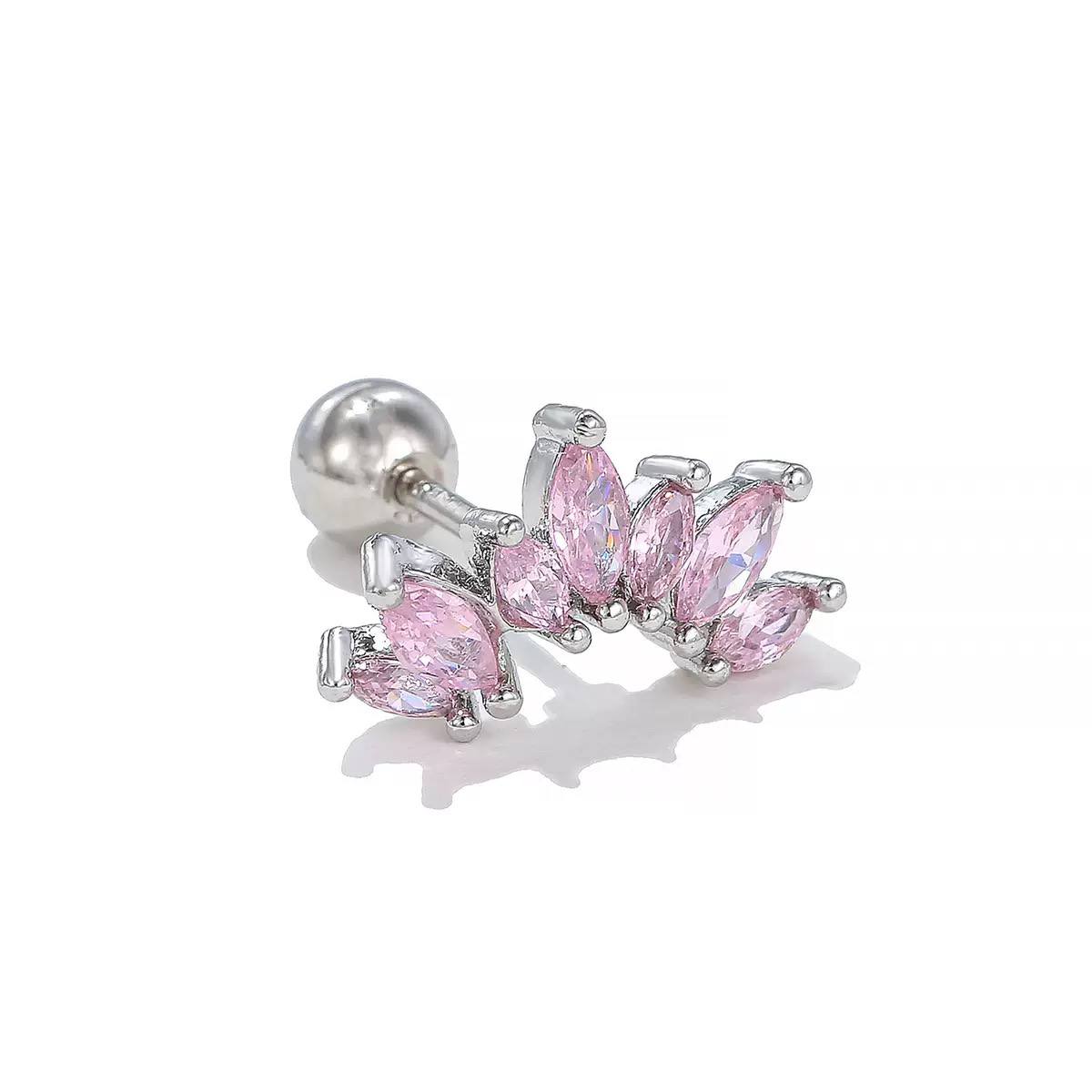 Ball Back Piercing Stainless Steel 316 Bar with Zircon Stones S1