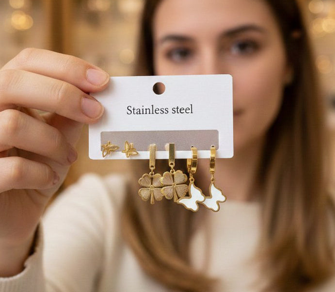 Stainless Steel 316 Multiple Earrings Card Set S2