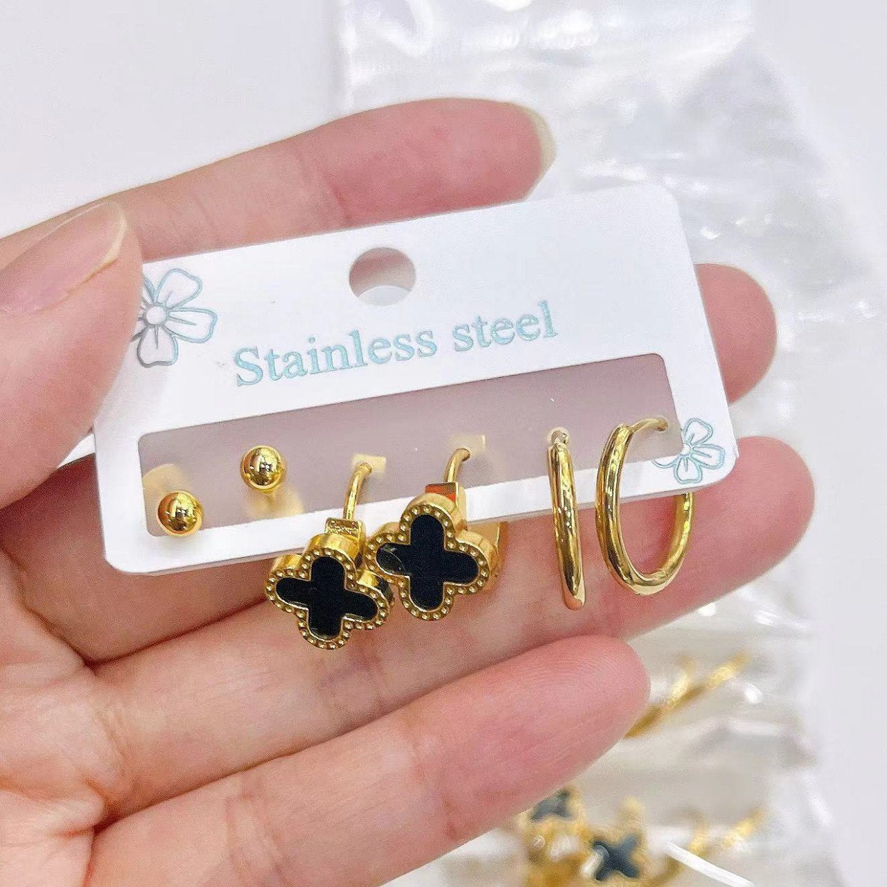 Stainless Steel 316 Multiple Earrings Card Set S2