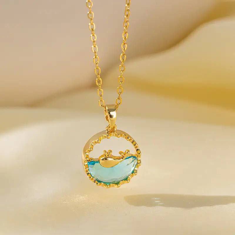 Dolphin Necklace – Pure 316 Stainless Steel with Chinese Gold Pendant S1
