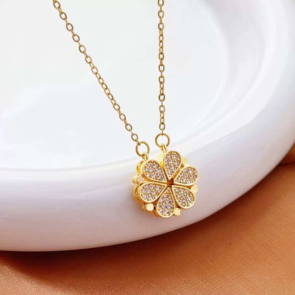 Openable Rose Necklace Pure 316 Stainless Steel with Chinese Gold Pendant S1