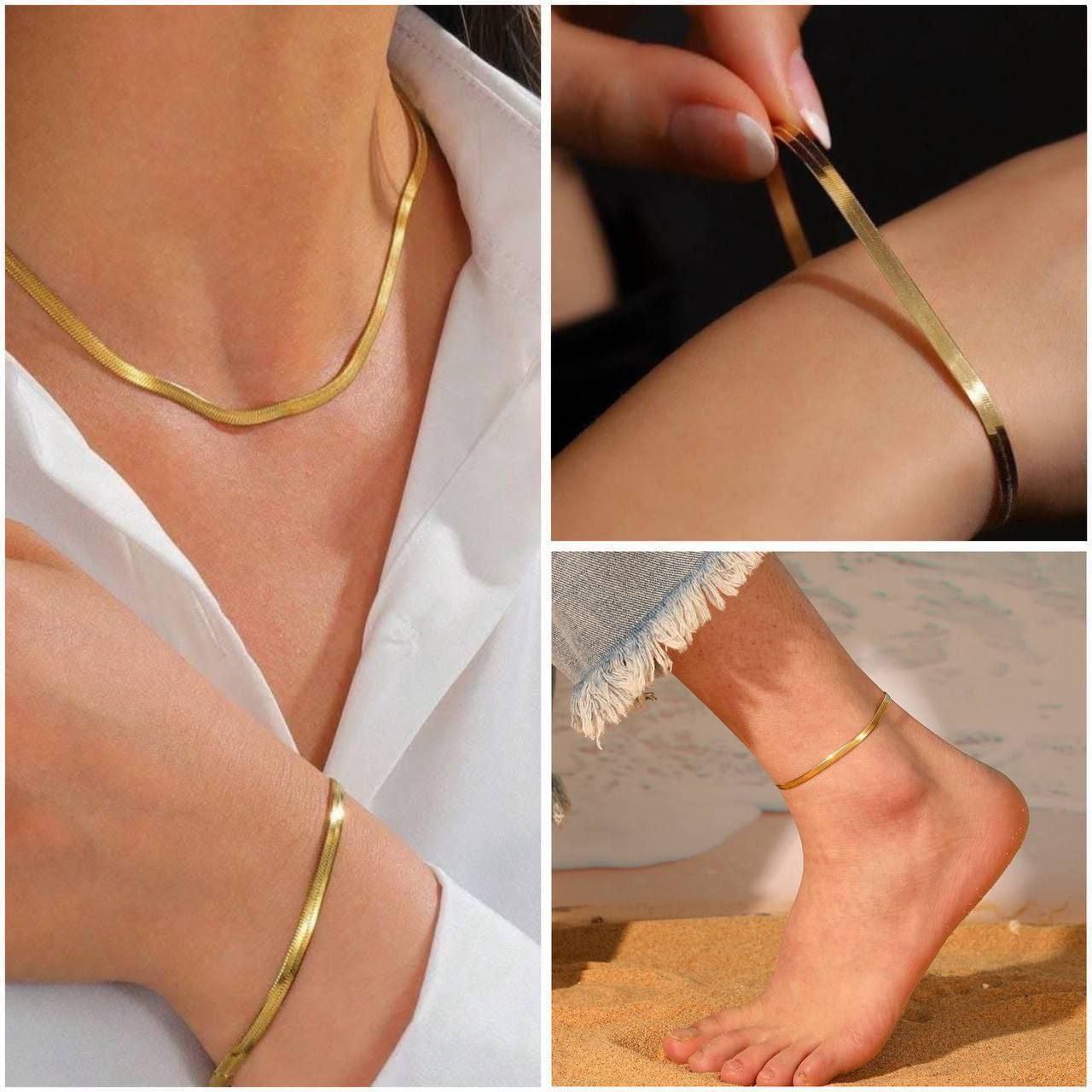 Snake Back Necklace, Anklet & Bracelet Set – Pure 316 Stainless Steel S1