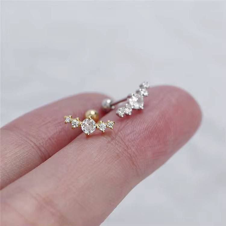 Ball Back Piercing Stainless Steel 316 with Zircon Stones S1