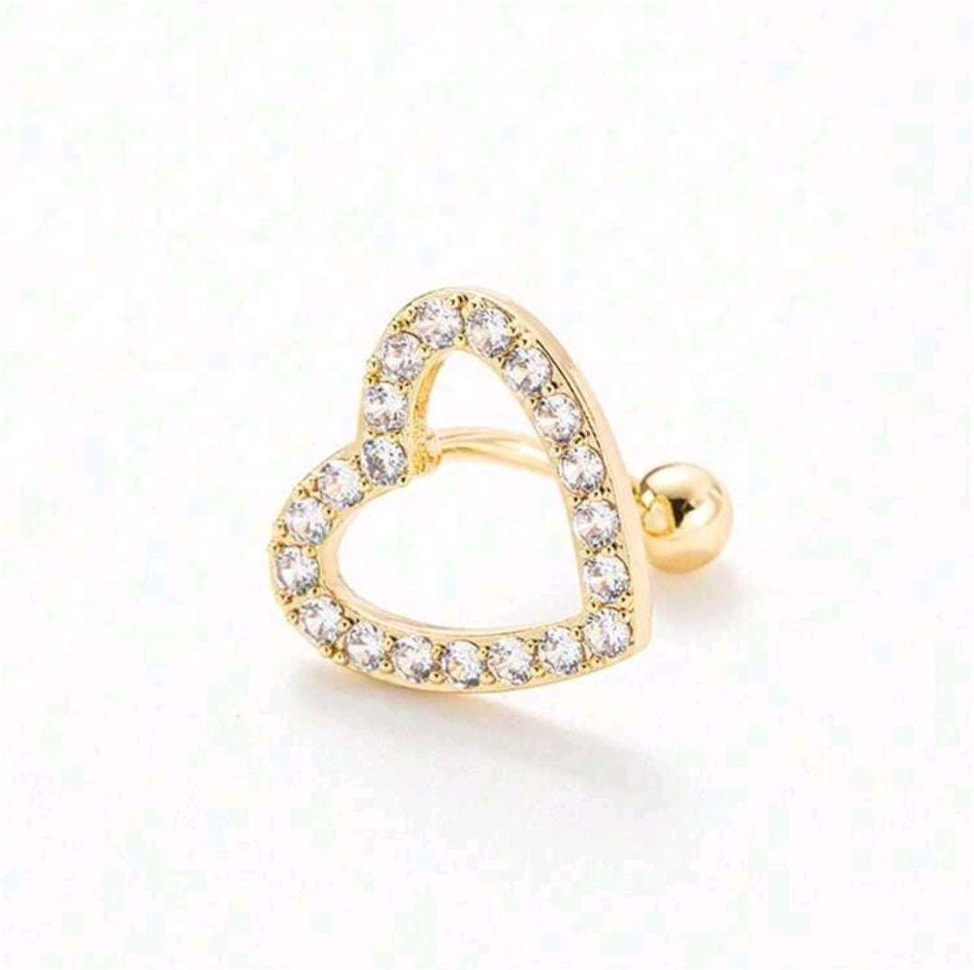 Heart-Shaped Rhinestone Belly Button Ring for Women