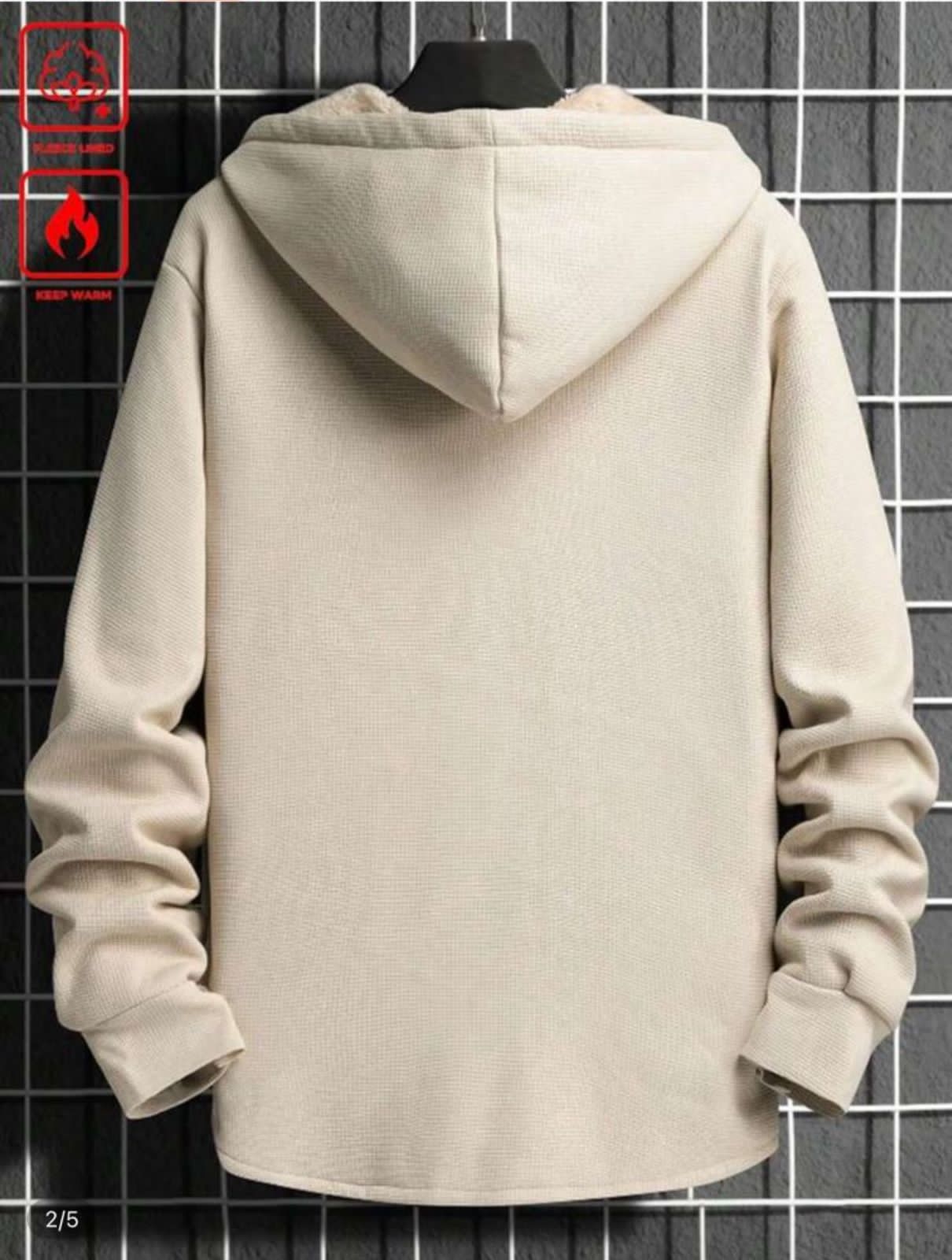 Men’s Fleece-Lined Hooded Jacket – Beige