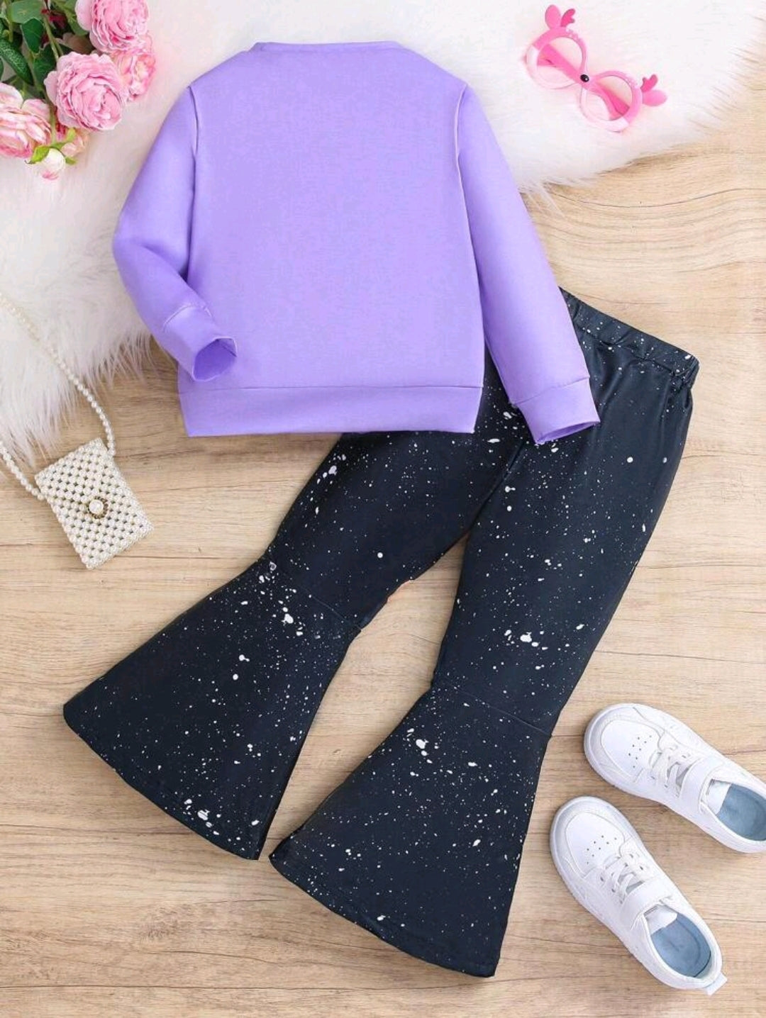 Product Name:
SHEIN Girl Graphic Sweater & Wide-Leg Pants Set