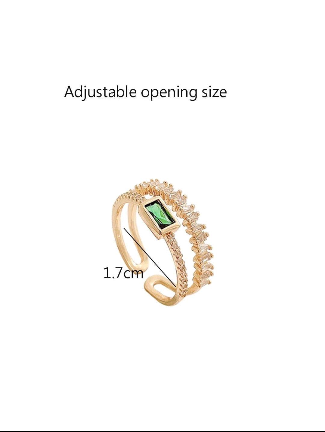 Elegant & Versatile Double-Layer Green Forest Cubic Zirconia Ring – Unique Design, Single Piece