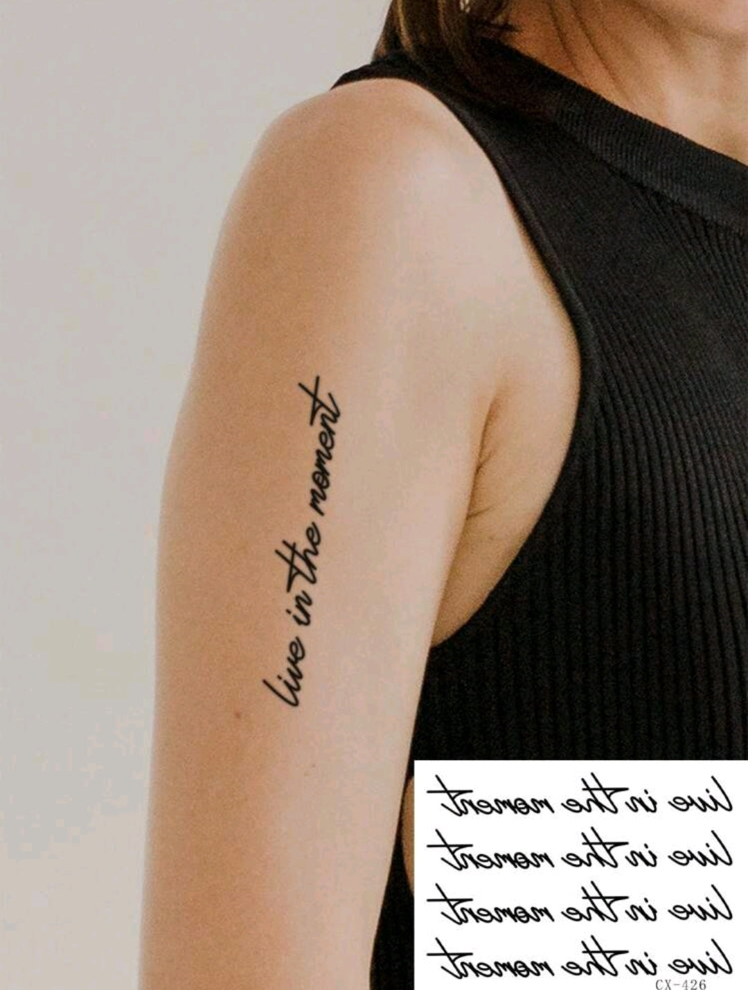 Waterproof PVC Temporary Tattoo Sticker with Short English Phrases – Single Piece